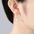 S925 Silver Circle Simple Fashion Black Freshwater Pearl Stud Earrings